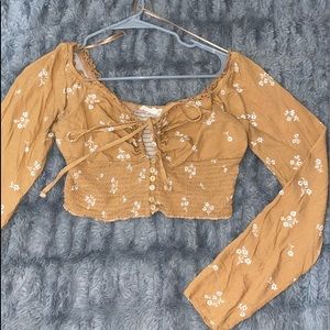 Small womens floral long sleeve crop top